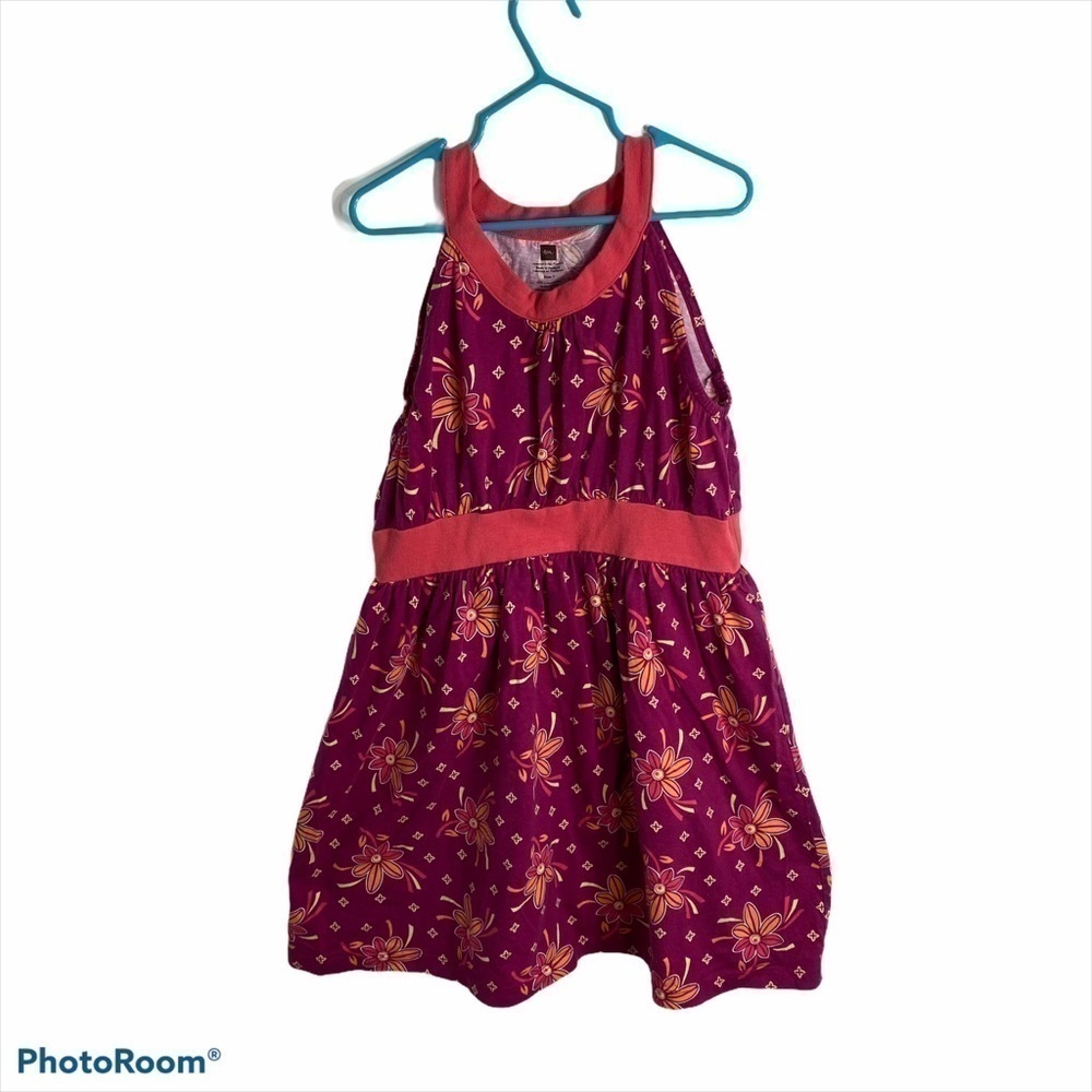 Tea Collection Girls Dress Sz 7 Floral Purple Pink